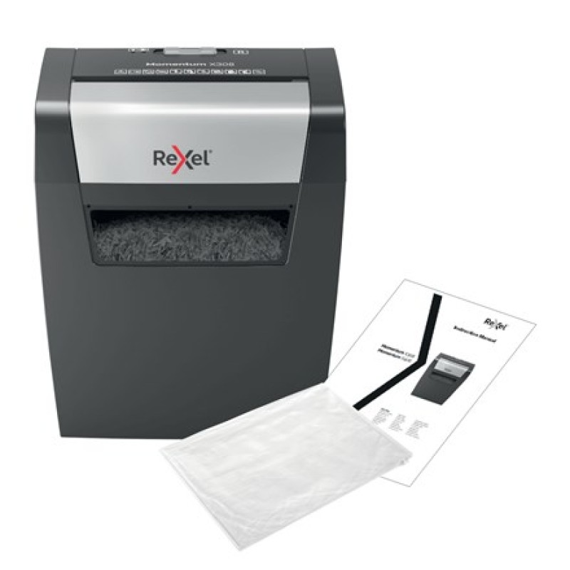 Rexel Momentum X308 paper shredder Particle-cut shredding Black, Grey Rexel Momentum X308 paper shredder Particle-cut shredding Black, Grey
