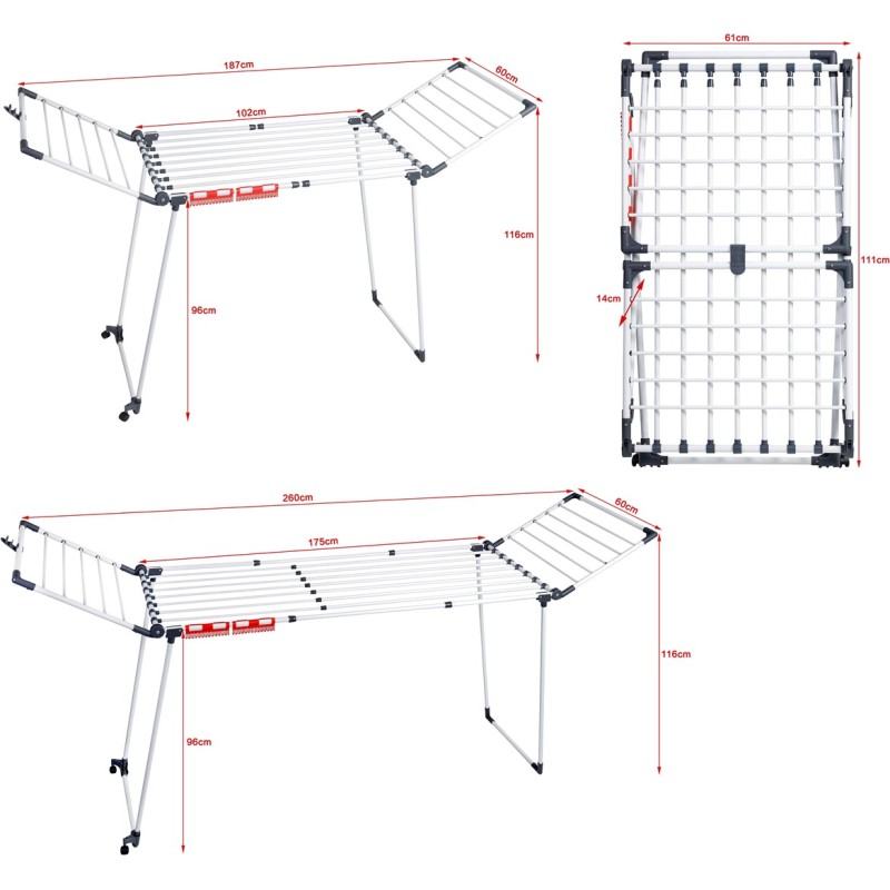 PROMIS MONZA laundry dryer, extendable + 2 large wings PROMIS MONZA laundry dryer, extendable + 2 large wings