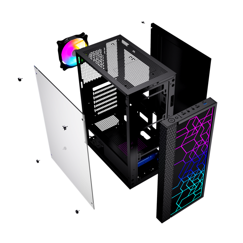 Gembird Fornax 2500 ARGB Gaming ATX computer case, Midi Tower, backlight, Black Gembird Fornax 2500 ARGB Gaming ATX computer case, Midi Tower, backlight, Black