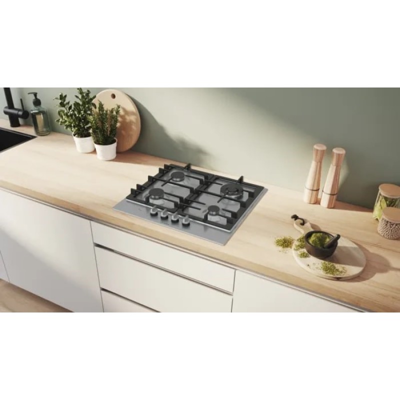 Bosch Serie 6 PCH6A5I90 hob Stainless steel Built-in 60 cm Gas 4 zone(s)