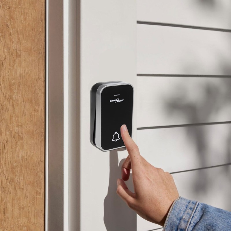 GreenBlue GB157 B Kinetic Battery-free Wireless Dorr Bell, Melodies, Black, Range up to 200m, IP44 GreenBlue GB157 B Kinetic Battery-free Wireless Dorr Bell, Melodies, Black, Range up to 200m, IP44