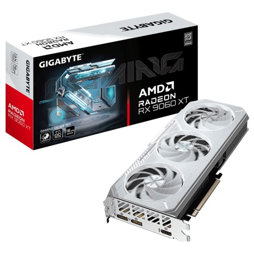 GIGABYTE GAMING Radeon RX 9060 XT OC ICE 16G Graphics Card - 16GB GDDR6, 256bit, PCI-E 5.0, 3320 MHz Core Clock, 2 x DisplayPort, 1 x HDMI, GV-R906XGAMINGOCICE-16GD GIGABYTE GAMING Radeon RX 9060 XT OC ICE 16G Graphics Card - 16GB GDDR6, 256bit, PCI-E 5.0, 3320 MHz Core Clock, 2 x DisplayPort, 1 x HDMI, GV-R906XGAMINGOCICE-16GD