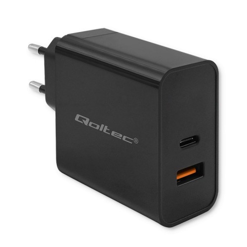 Qoltec 52381 Super Quick PD charger | 1xUSB-C | 1xUSB| 90W | 5-20V | 2.4-4.35A | Black Qoltec 52381 Super Quick PD charger | 1xUSB-C | 1xUSB| 90W | 5-20V | 2.4-4.35A | Black
