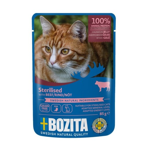 BOZITA sterilised beef jellied pieces - wet cat food - 85g BOZITA sterilised beef jellied pieces - wet cat food - 85g