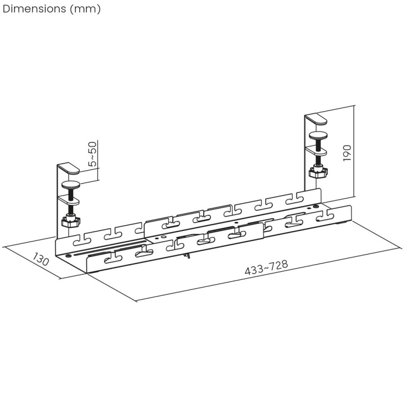 Maclean under-desk cable organizer, max. load 5kg, max. 728mm, white, MC-103 W Maclean under-desk cable organizer, max. load 5kg, max. 728mm, white, MC-103 W