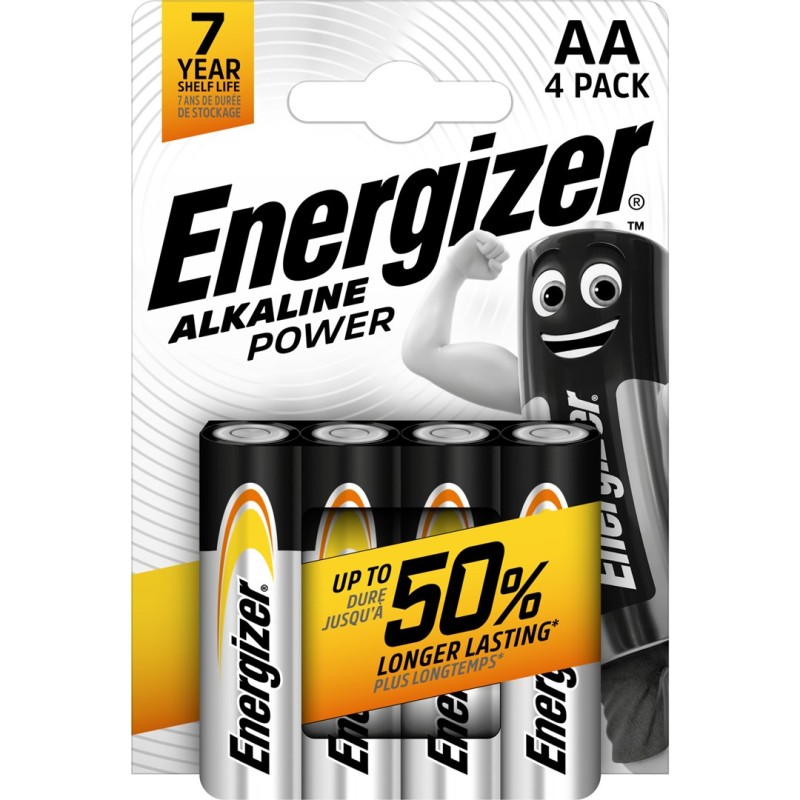 ENERGIZER BATTERY ALKALINE POWER AA LR6 BLISTER 4 PIECES ENERGIZER BATTERY ALKALINE POWER AA LR6 BLISTER 4 PIECES