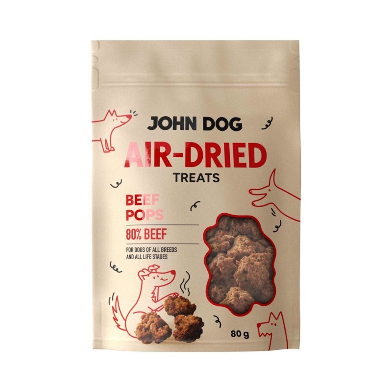JOHN DOG Air-Dried Beef pops - dog treat - 80g JOHN DOG Air-Dried Beef pops - dog treat - 80g