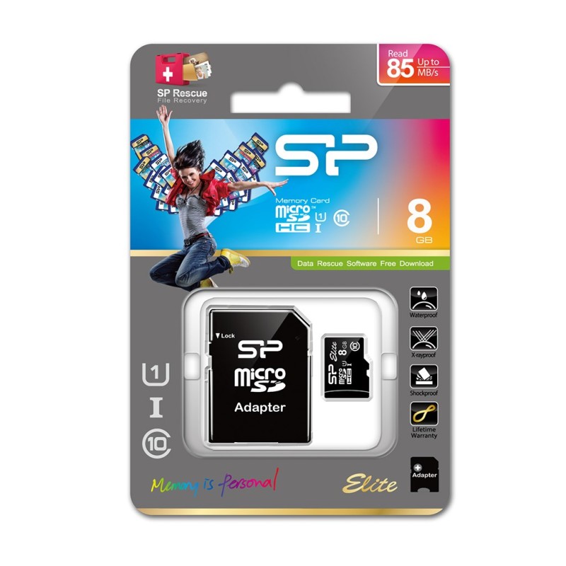 Silicon Power Elite 8GB microSDHC UHS-I memory card Class 10 Silicon Power Elite 8GB microSDHC UHS-I memory card Class 10