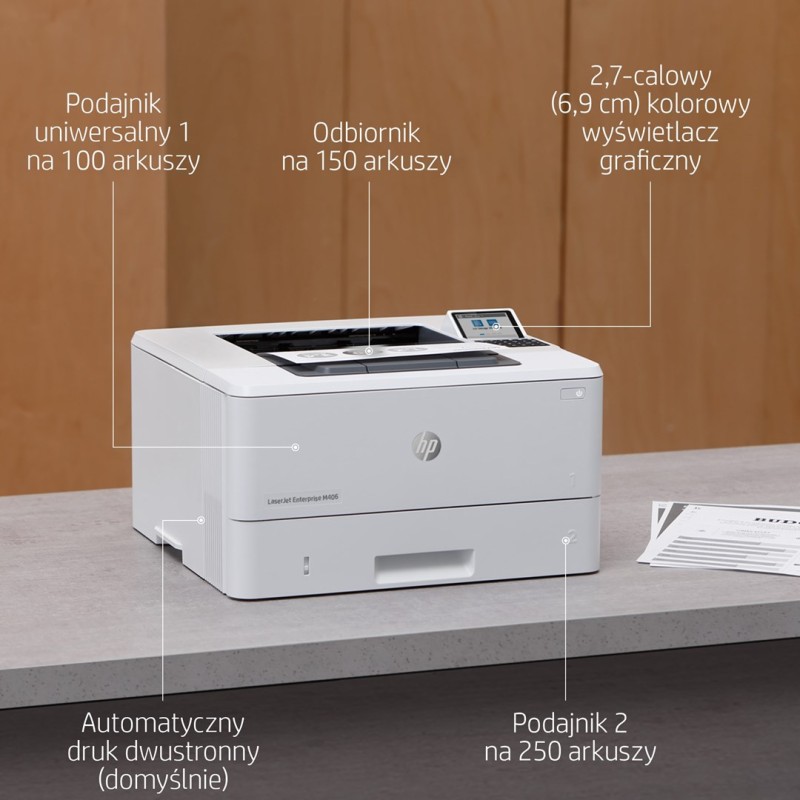 HP LaserJet Enterprise M406dn, Black and white, Printer for Business, Print, Compact Size; Strong Security; Two-sided printing; Energy Efficient; Front-facing USB printing HP LaserJet Enterprise M406dn, Black and white, Printer for Business, Print, Compact Size; Strong Security; Two-sided printing; Energy Efficient; Front-facing USB printing
