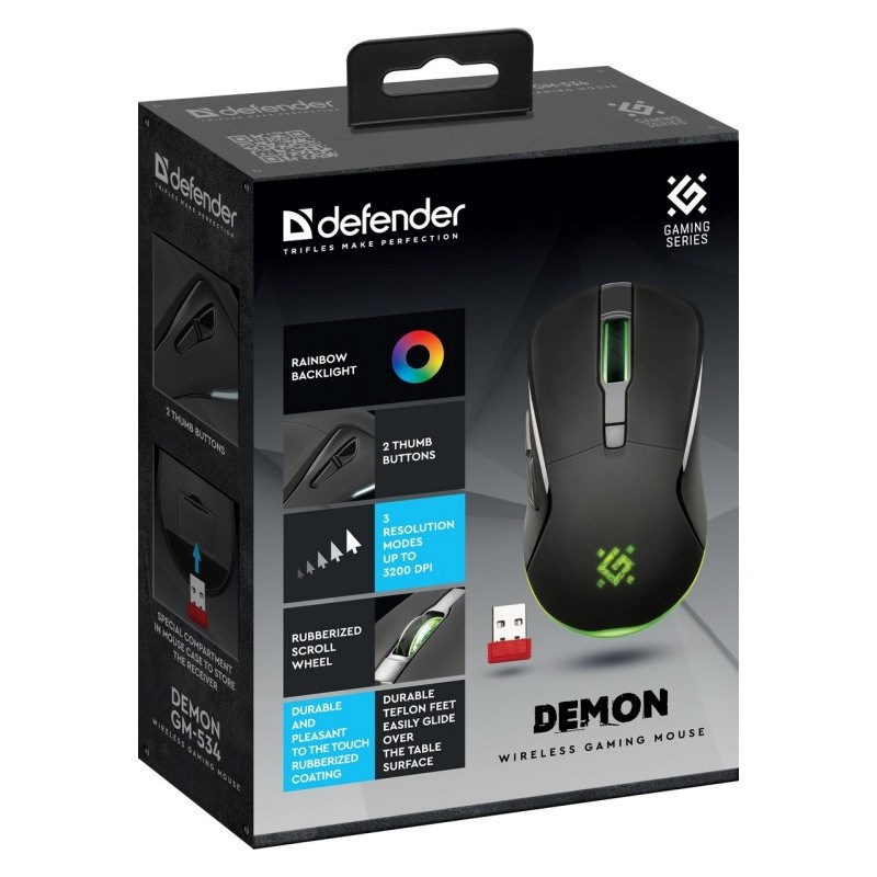 WIRELESS MOUSE DEFENDER DEMON GM-534 RF 3200DPI 6P WIRELESS MOUSE DEFENDER DEMON GM-534 RF 3200DPI 6P