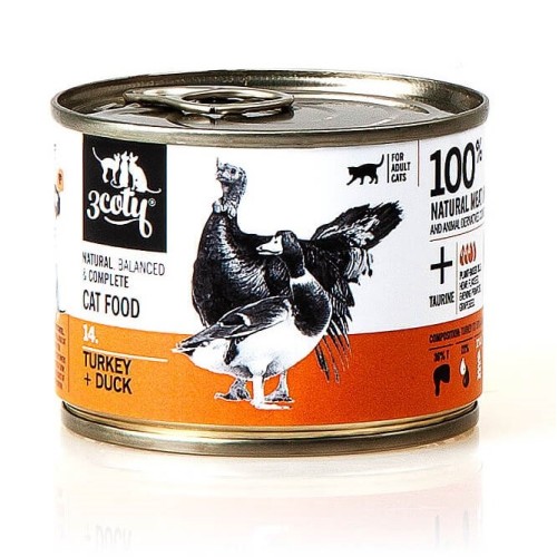3COTY 14. Turkey and duck - wet cat food - 180g 3COTY 14. Turkey and duck - wet cat food - 180g