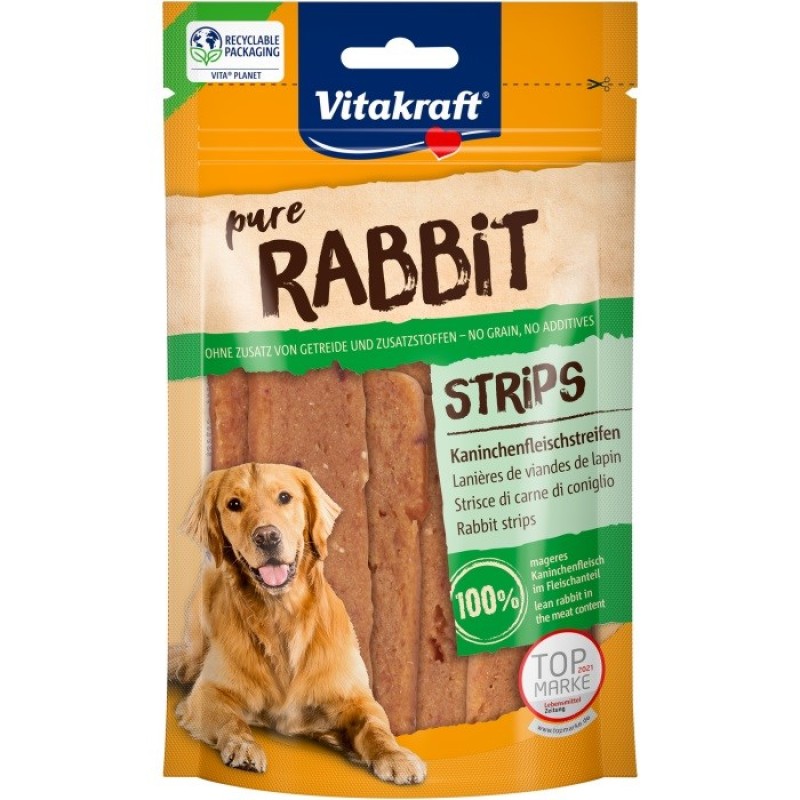 VITAKRAFT Pure Rabbit Strips - dog treat - 80 g