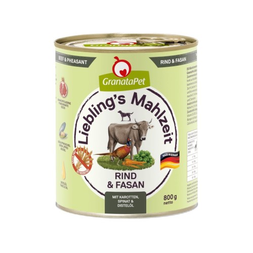 GRANATAPET Liebling's Mahlzeit Beef and pheasant - wet dog food - 800g