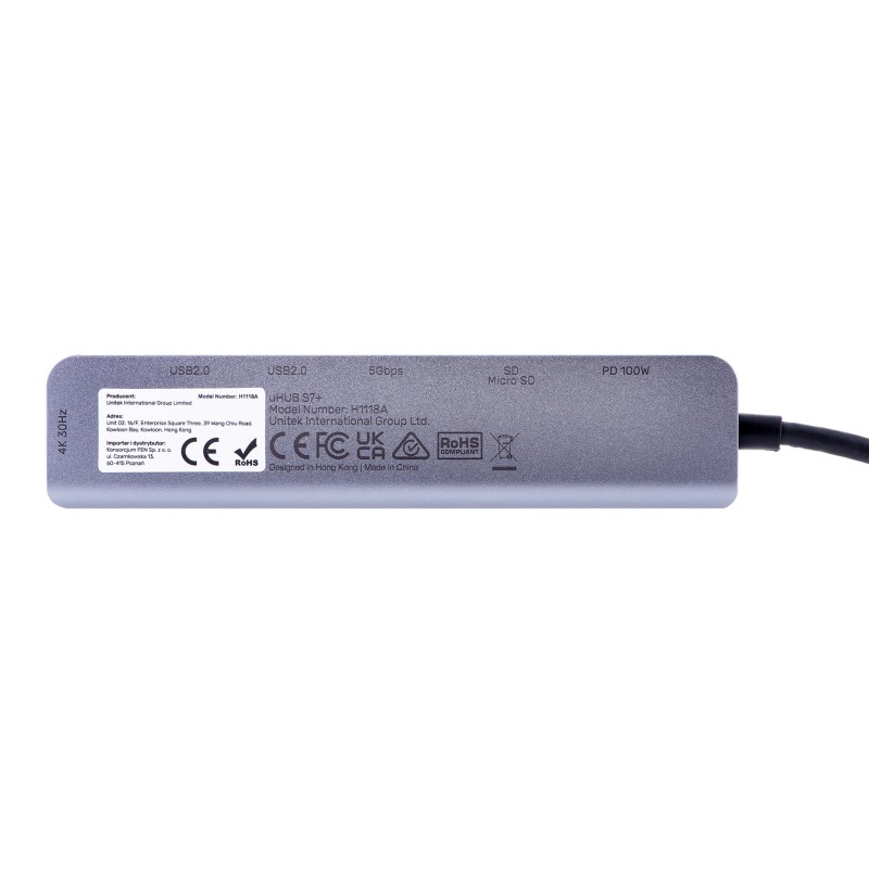 UNITEK HUB USB-C H1118A; USB-A x3, USB-C, HDMI, SD, microSD UNITEK HUB USB-C H1118A; USB-A x3, USB-C, HDMI, SD, microSD