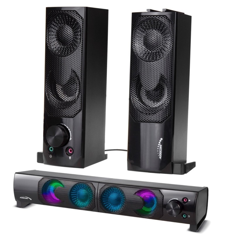 2 in 1 PC Speaker Soundbar Computer RGB LED Backlight Stereo Gaming USB 2 x 3W AUX 3.5 mm 2 in 1 PC Speaker Soundbar Computer RGB LED Backlight Stereo Gaming USB 2 x 3W AUX 3.5 mm