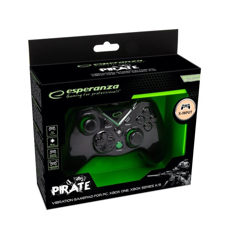 Esperanza EGG114K Game Controller Gamepad PC/XBOX ONE/XBOX SERIES X/S USB 2.0 Black Esperanza EGG114K Game Controller Gamepad PC/XBOX ONE/XBOX SERIES X/S USB 2.0 Black