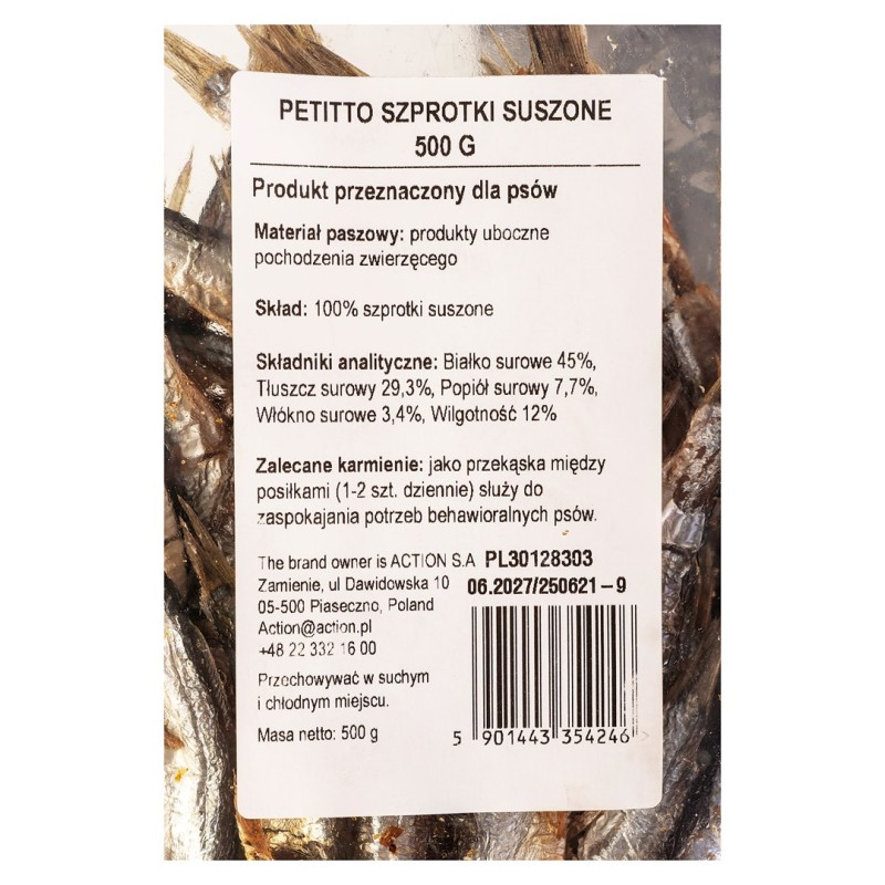 PETITTO Dried sprats - dog treat - 500g