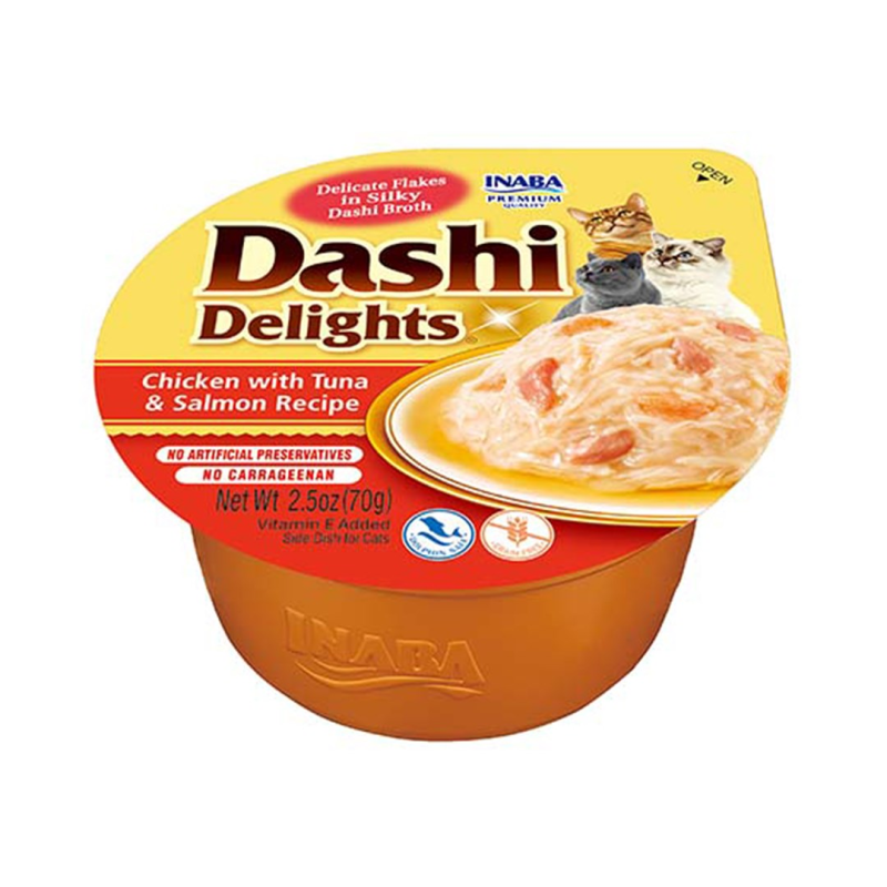INABA Dashi Delights chicken tuna & salmon bouillon - cat treat - 70g INABA Dashi Delights chicken tuna & salmon bouillon - cat treat - 70g