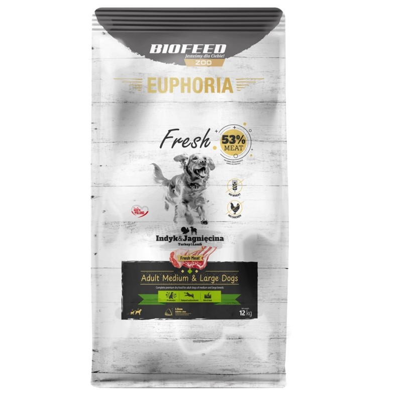 BIOFEED Euphoria Fresh Adult Medium & Large Turkey with lamb - dry dog food - 12kg