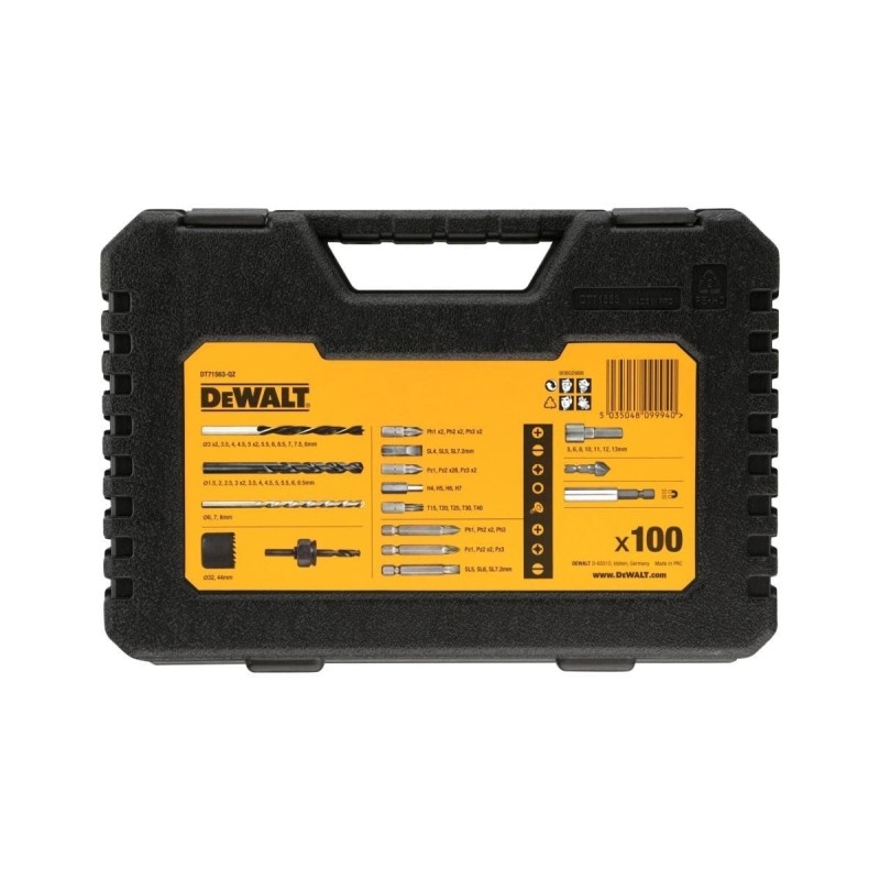 DeWalt DT71563 Drill and bit set 100 pieces black, yellow
