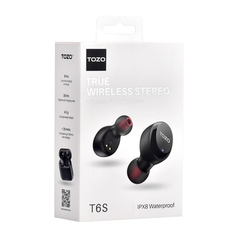 TOZO T6S Headset True Wireless Stereo (TWS) In-ear USB Type-C Bluetooth Black TOZO T6S Headset True Wireless Stereo (TWS) In-ear USB Type-C Bluetooth Black