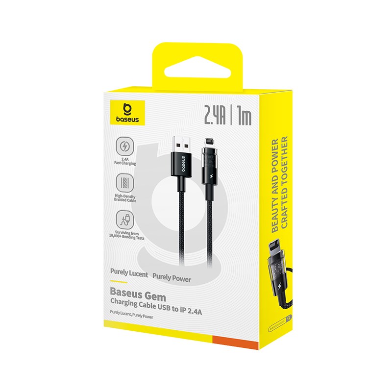 Baseus Gem USB to IP 2.4A fast charging cable 1 m Black Baseus Gem USB to IP 2.4A fast charging cable 1 m Black