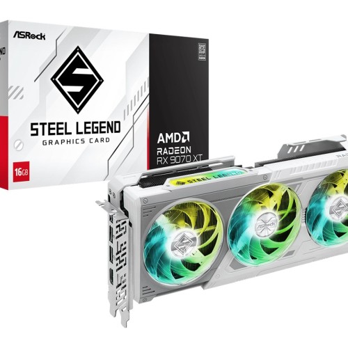 ASRock Steel Legend Radeon RX 9070 XT 16 GB graphics card ASRock Steel Legend Radeon RX 9070 XT 16 GB graphics card