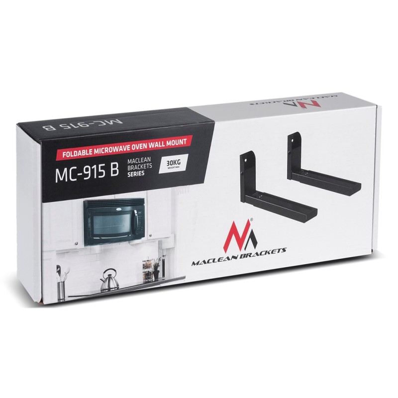 Maclean MC-915 B Universal Microwave Bracket Holder Wall Mount Adjustable Solid Metal Kitchen 30kg Black Maclean MC-915 B Universal Microwave Bracket Holder Wall Mount Adjustable Solid Metal Kitchen 30kg Black