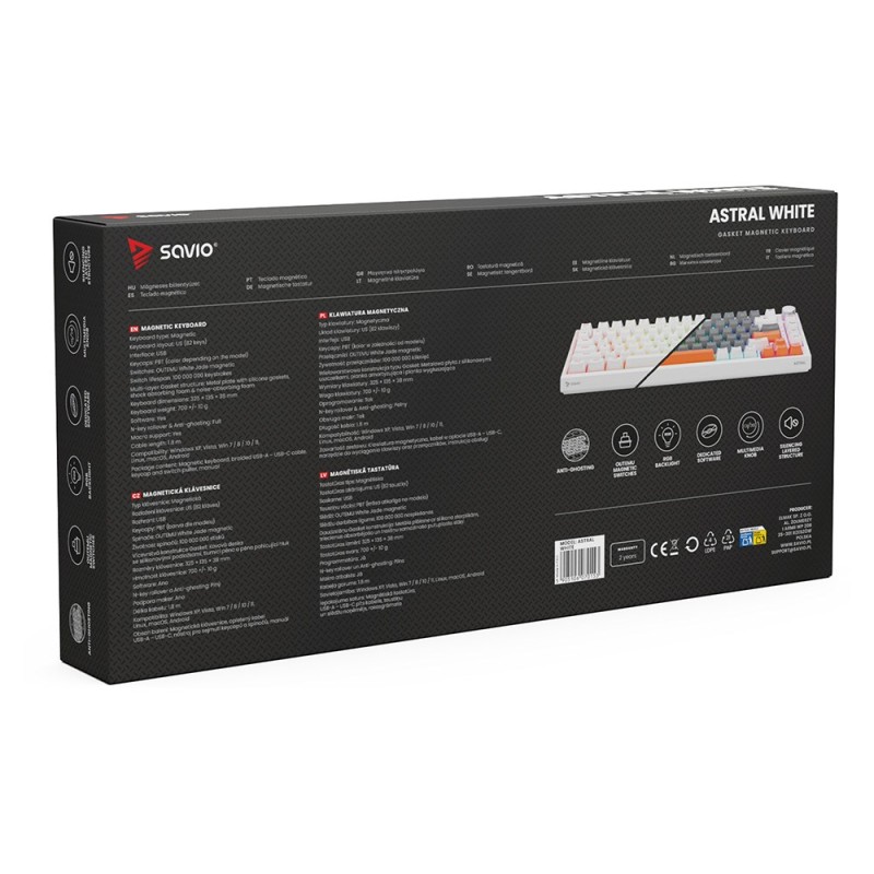 Savio ASTRAL WHITE JADE keyboard Gaming USB QWERTY US International