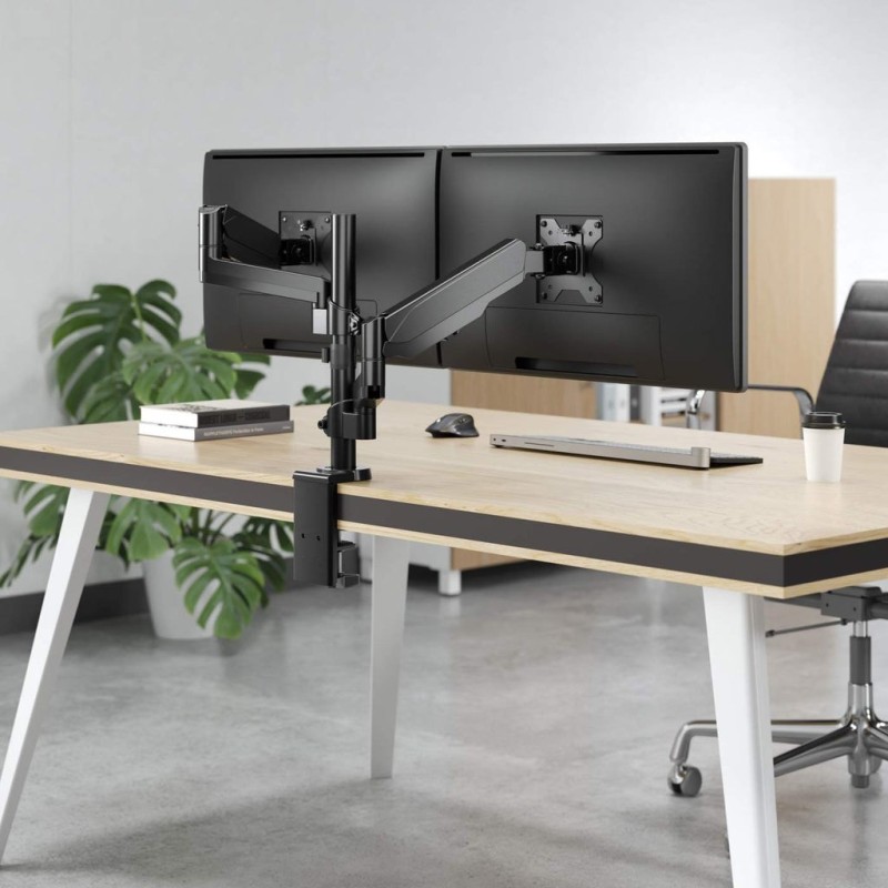 Manhattan TV & Monitor Mount, Desk, Full Motion (Gas Spring), 2 screens, Screen Sizes: 10-27 Manhattan TV & Monitor Mount, Desk, Full Motion (Gas Spring), 2 screens, Screen Sizes: 10-27