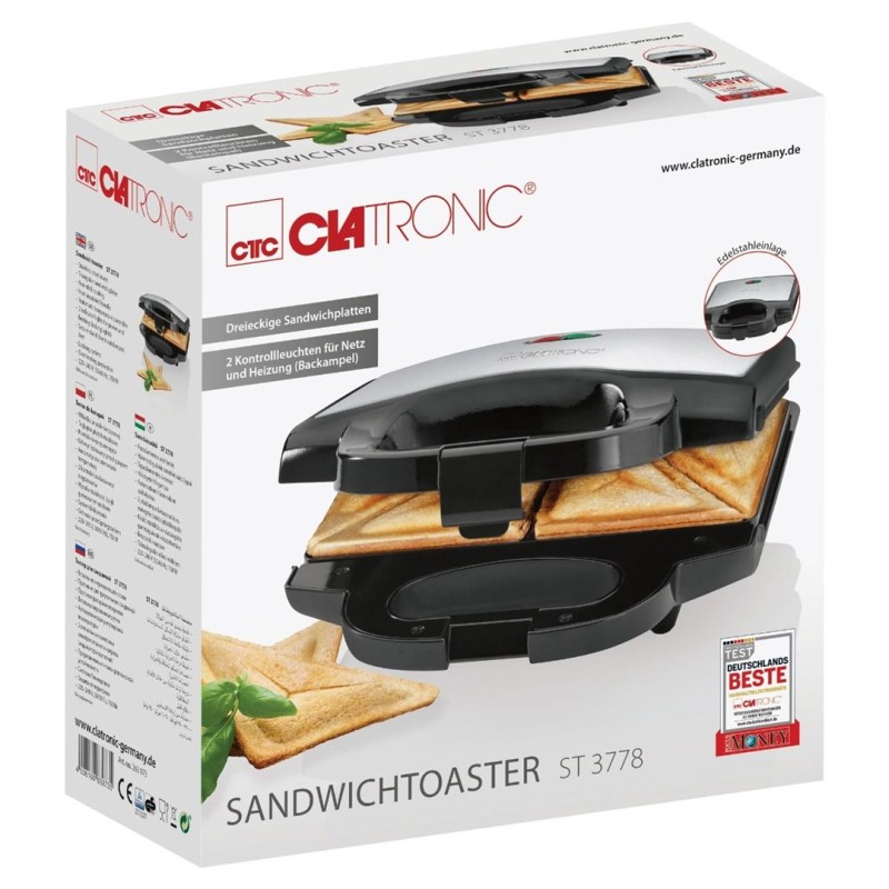 Clatronic ST 3778 sandwich maker 750 W Black, Stainless steel Clatronic ST 3778 sandwich maker 750 W Black, Stainless steel