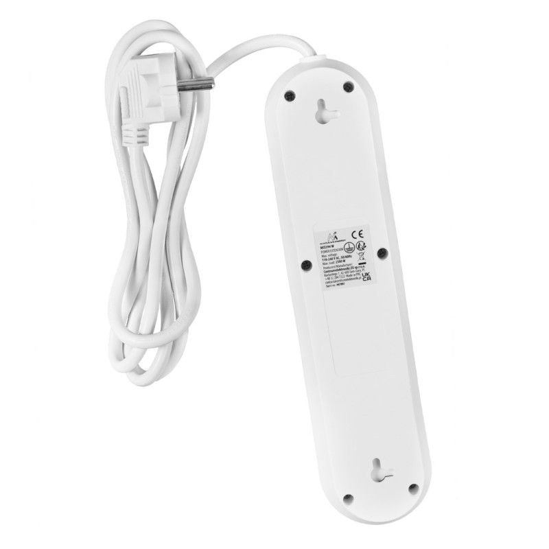 Maclean power strip, 3 socket extension + 3xUSB, 110-240V AC 50/60Hz, 2.1A max 2500W, 1.5m, white, MCE394 W