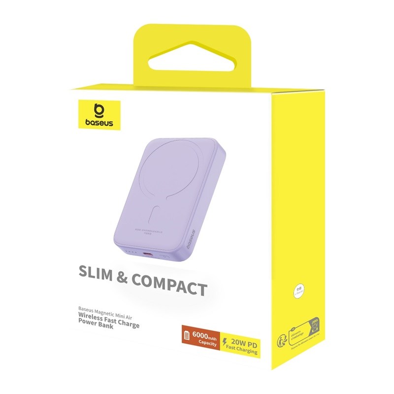 Baseus Magnetic Mini Air P10059002513-00 Lithium polymer power bank 6000 mAh Purple Baseus Magnetic Mini Air P10059002513-00 Lithium polymer power bank 6000 mAh Purple