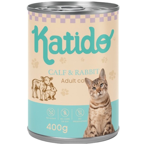 KATIDO Calf with rabbit - wet cat food - 400g KATIDO Calf with rabbit - wet cat food - 400g