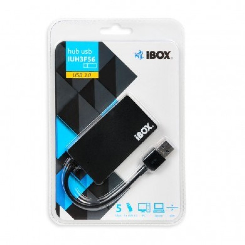 iBox IUH3F56 interface hub USB 3.2 Gen 1 (3.1 Gen 1) Type-A 5000 Mbit/s Black iBox IUH3F56 interface hub USB 3.2 Gen 1 (3.1 Gen 1) Type-A 5000 Mbit/s Black