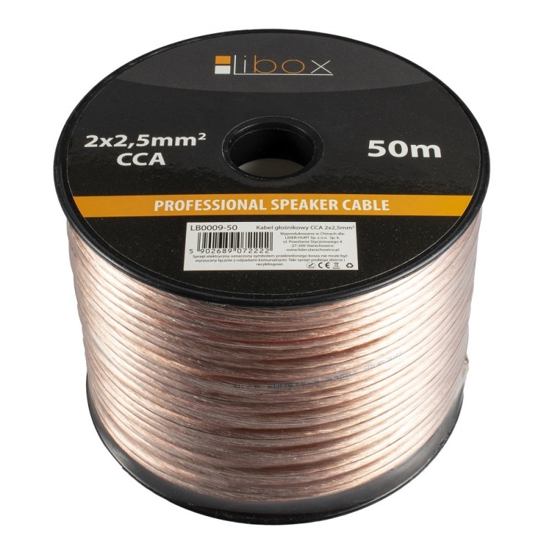 Libox Kabel głośnikowy 2x2,50mm LB0009-50 audio cable 50 m Transparent Libox Kabel głośnikowy 2x2,50mm LB0009-50 audio cable 50 m Transparent