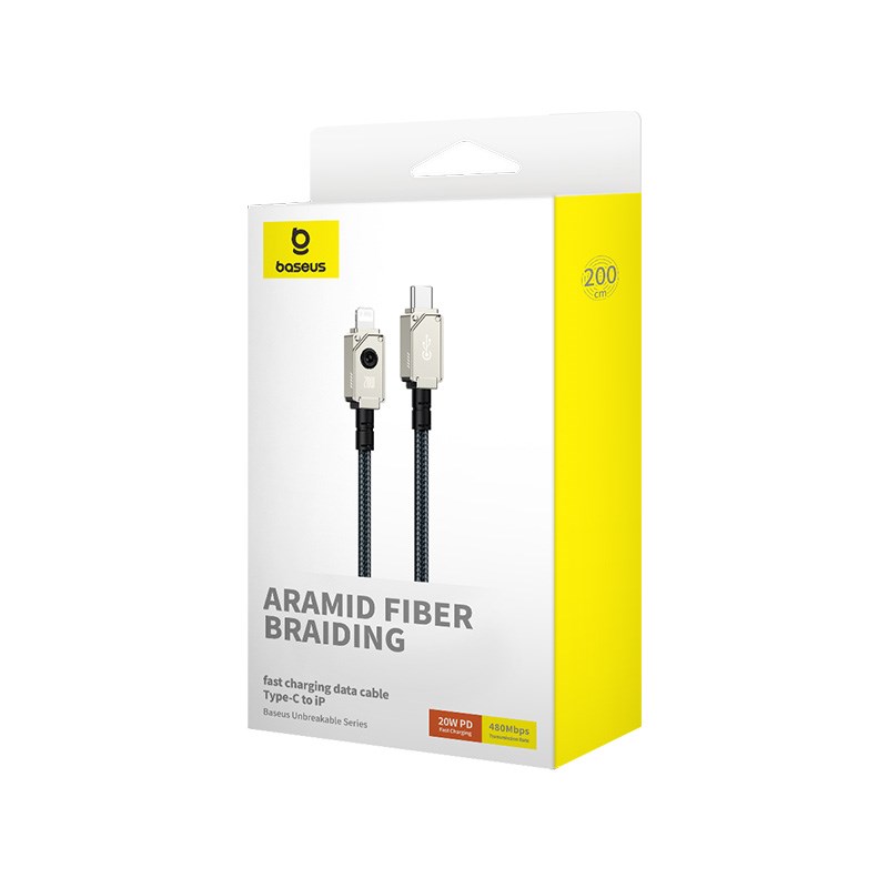 Baseus Unbreakable USB C to iP cable 2 m 20 W Black Baseus Unbreakable USB C to iP cable 2 m 20 W Black