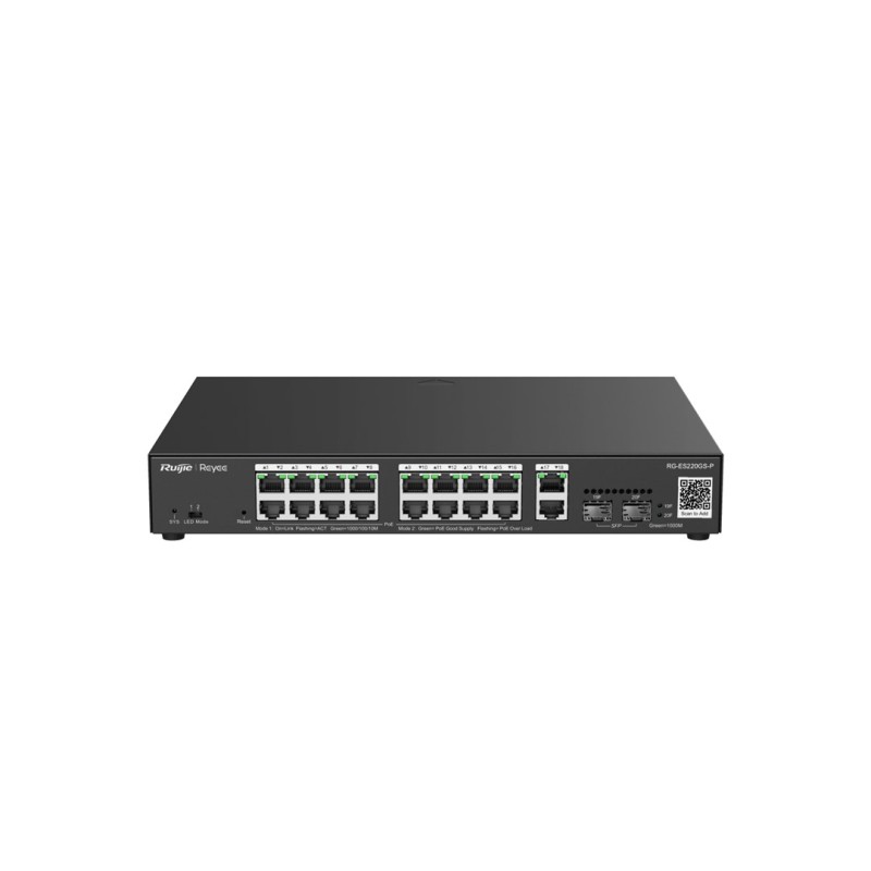Ruijie Networks RG-ES220GS-P network switch Managed L2 Gigabit Ethernet (10/100/1000) Power over Ethernet (PoE) Black Ruijie Networks RG-ES220GS-P network switch Managed L2 Gigabit Ethernet (10/100/1000) Power over Ethernet (PoE) Black
