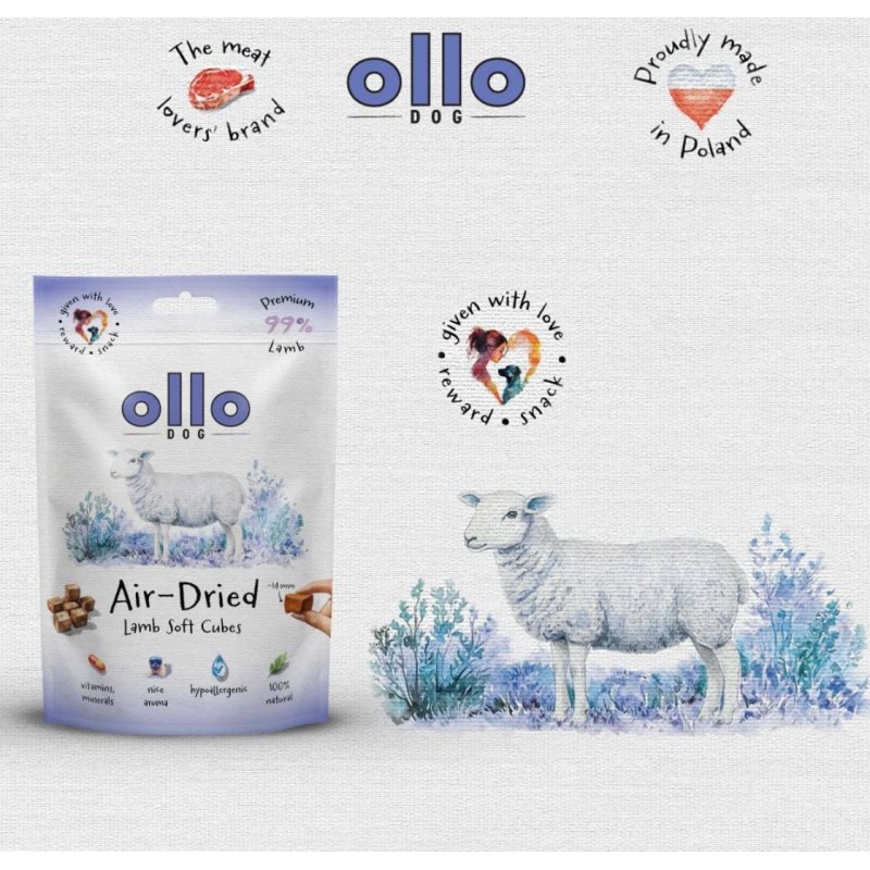 OLLO Air Dried Training Lamb Cubes - dog treat - 80g
