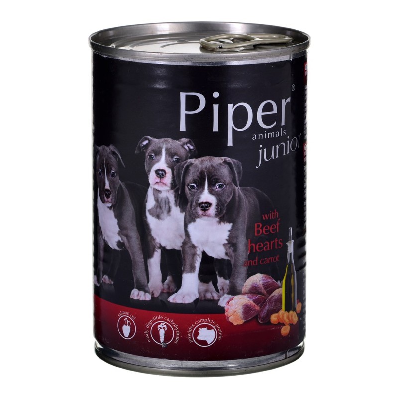 DOLINA NOTECI Piper Junior beef hearts with carrot - Wet dog food - 400 g