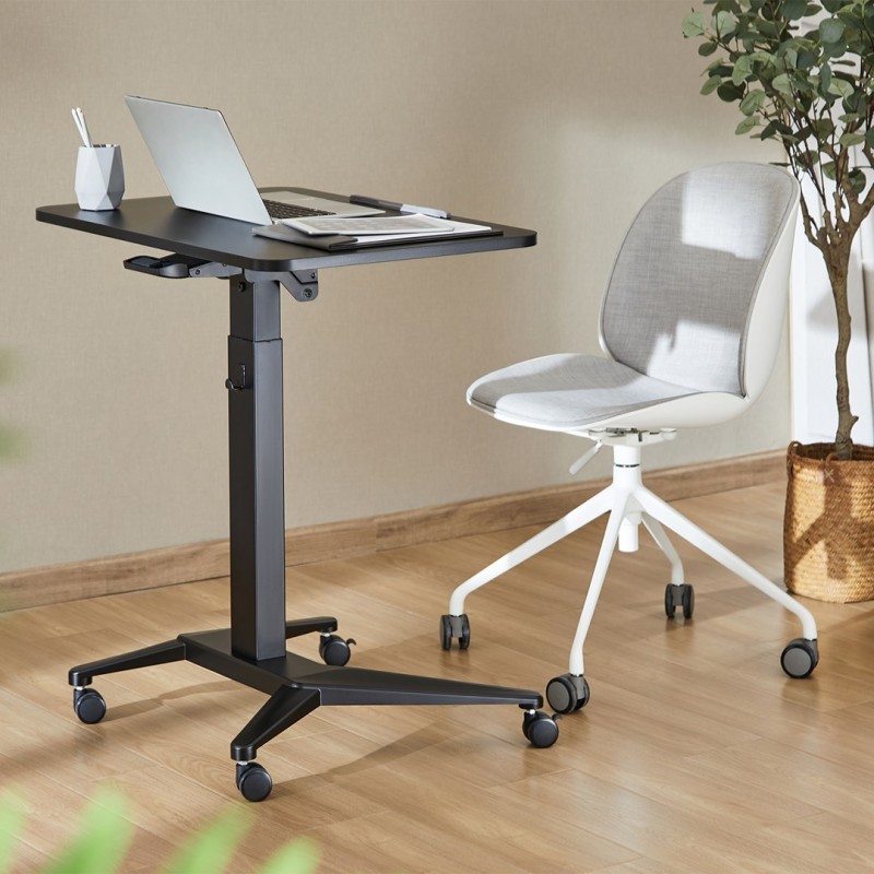 Maclean MC-453 B Mobile Laptop Desk with Pneumatic Height Adjustment, Laptop Table with Wheels, 80 x 52 cm, Max. 8 kg, Height Adjustable Max. 109 cm (Black) Maclean MC-453 B Mobile Laptop Desk with Pneumatic Height Adjustment, Laptop Table with Wheels, 80 x 52 cm, Max. 8 kg, Height Adjustable Max. 109 cm (Black)