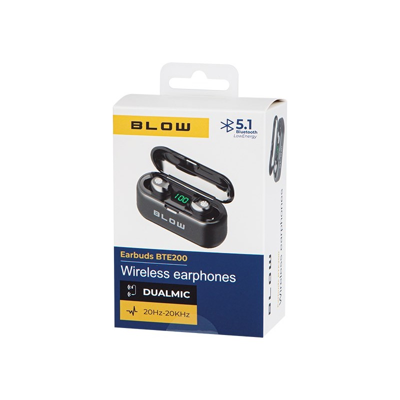 Headphones BLOW Earbuds BTE200 BLACK power bank 2000mAh Headphones BLOW Earbuds BTE200 BLACK power bank 2000mAh