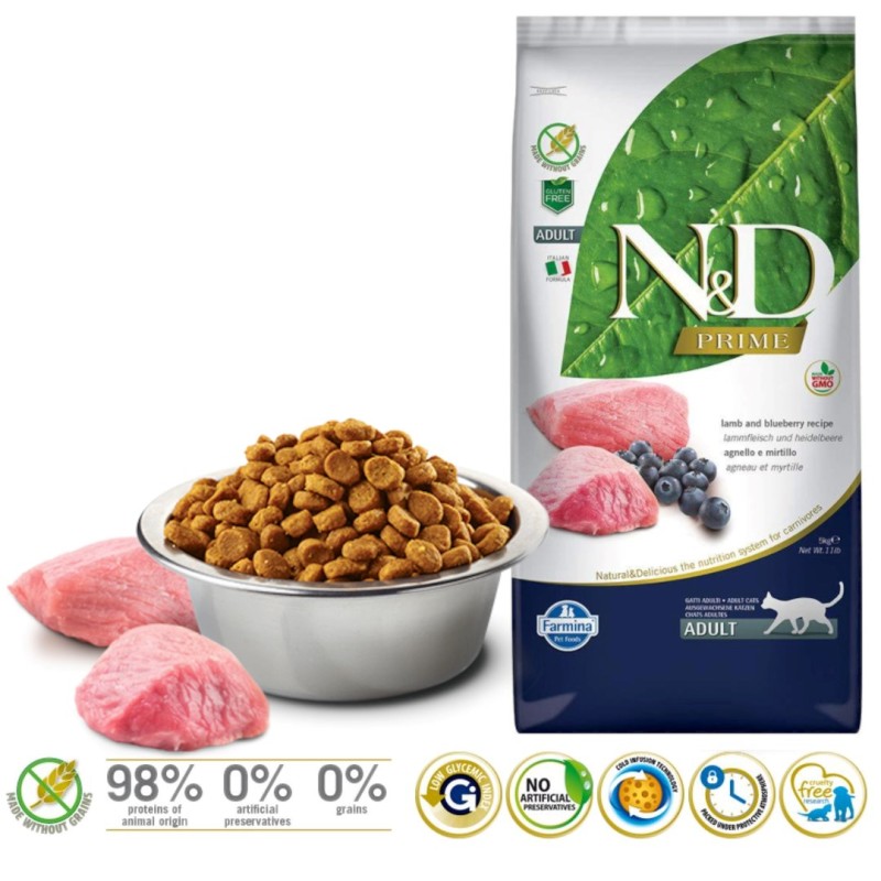 FARMINA N&D Prime Lamb & Blueberry - dry cat food - 5 kg FARMINA N&D Prime Lamb & Blueberry - dry cat food - 5 kg