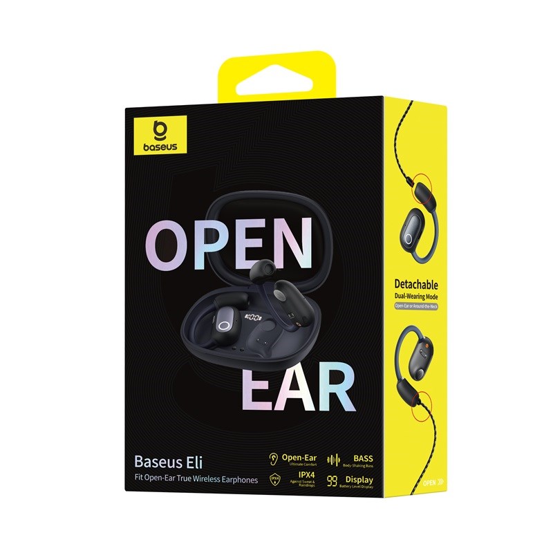 Baseus Eli Fit Open- Ear Headset Wireless Connectivity/Music USB Type-C Bluetooth Black Baseus Eli Fit Open- Ear Headset Wireless Connectivity/Music USB Type-C Bluetooth Black
