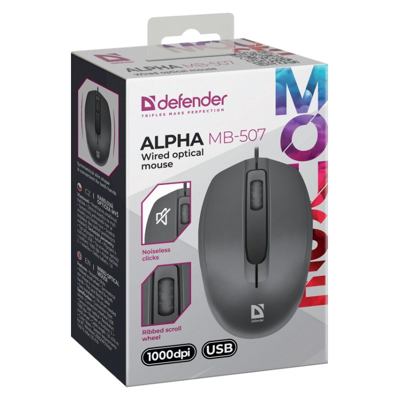 MOUSE DEFENDER ALPHA MB-507 OPTICAL 1000dpi 3P BLACK SILENT CLICK MOUSE DEFENDER ALPHA MB-507 OPTICAL 1000dpi 3P BLACK SILENT CLICK