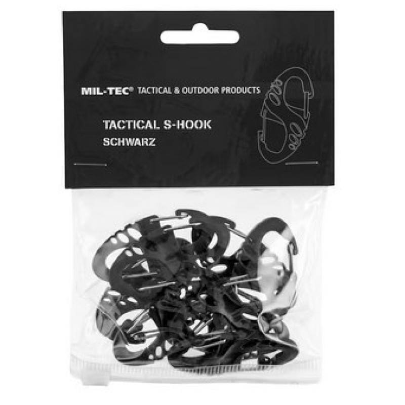 Mil-Tec S-Hook snap hook set - Black Mil-Tec S-Hook snap hook set - Black