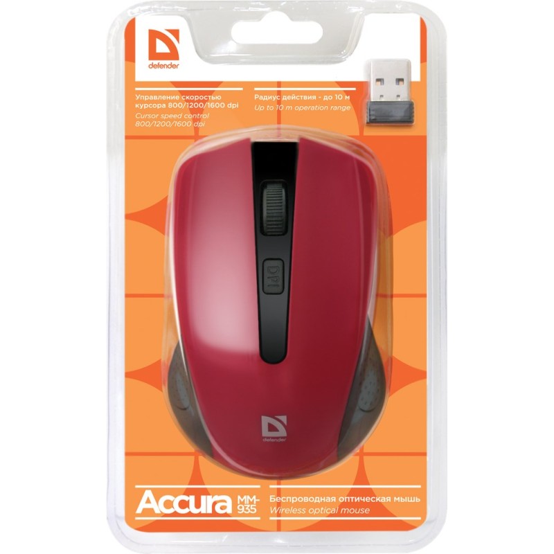 Defender MM-935 mouse Ambidextrous RF Wireless Optical 1600 DPI Defender MM-935 mouse Ambidextrous RF Wireless Optical 1600 DPI