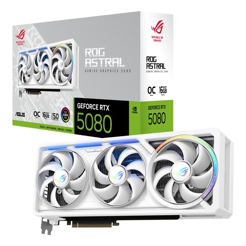 ASUS ROG Astral - -RTX5080-O16G-WHITE NVIDIA GeForce RTX 5080 16 GB GDDR7 ASUS ROG Astral - -RTX5080-O16G-WHITE NVIDIA GeForce RTX 5080 16 GB GDDR7