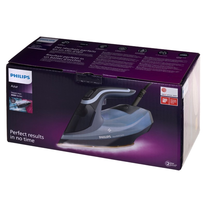 Philips DST8020/20 iron Steam iron SteamGlide Elite soleplate 3000 W Blue Philips DST8020/20 iron Steam iron SteamGlide Elite soleplate 3000 W Blue
