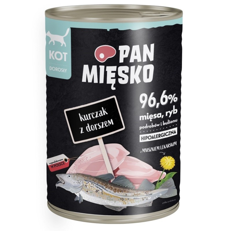 PAN MIĘSKO Chicken with cod - wet cat food - 400g PAN MIĘSKO Chicken with cod - wet cat food - 400g